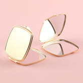 1PC DIY Blank Makeup Mirror Folding Rounded Corner Squares Double Side 2X Magnification Gold And Sliver Suitable For Making Unique DIY Mirrors For Relatives And Friends As Holiday Gifts And Birthday Gifts Can Be Used At Home Company And Other Occasions